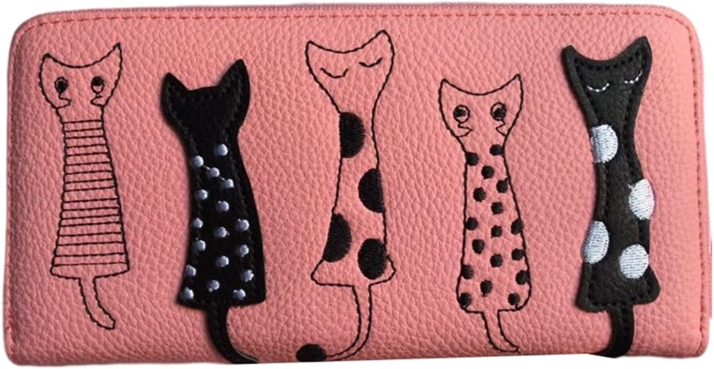 【20%OFFクーポン】財布 レディース 学生 長財布 猫柄 ファスナー 開く 大容量 スマホ入れ可 カード入..