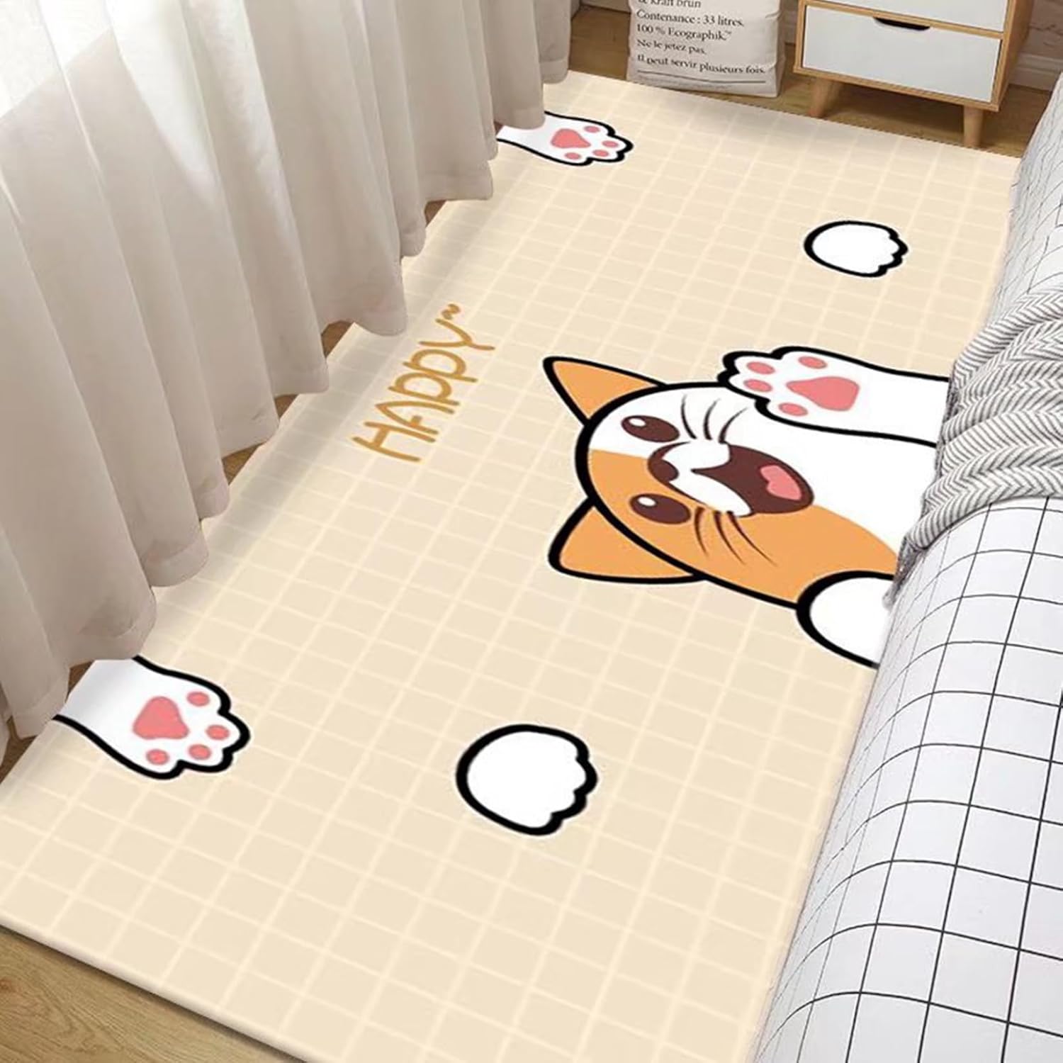 【20%OFFクーポン】ベッドルームラグ 猫柄 チェアマット アニメ ラグ 床保護マットデスク ドアマット ..