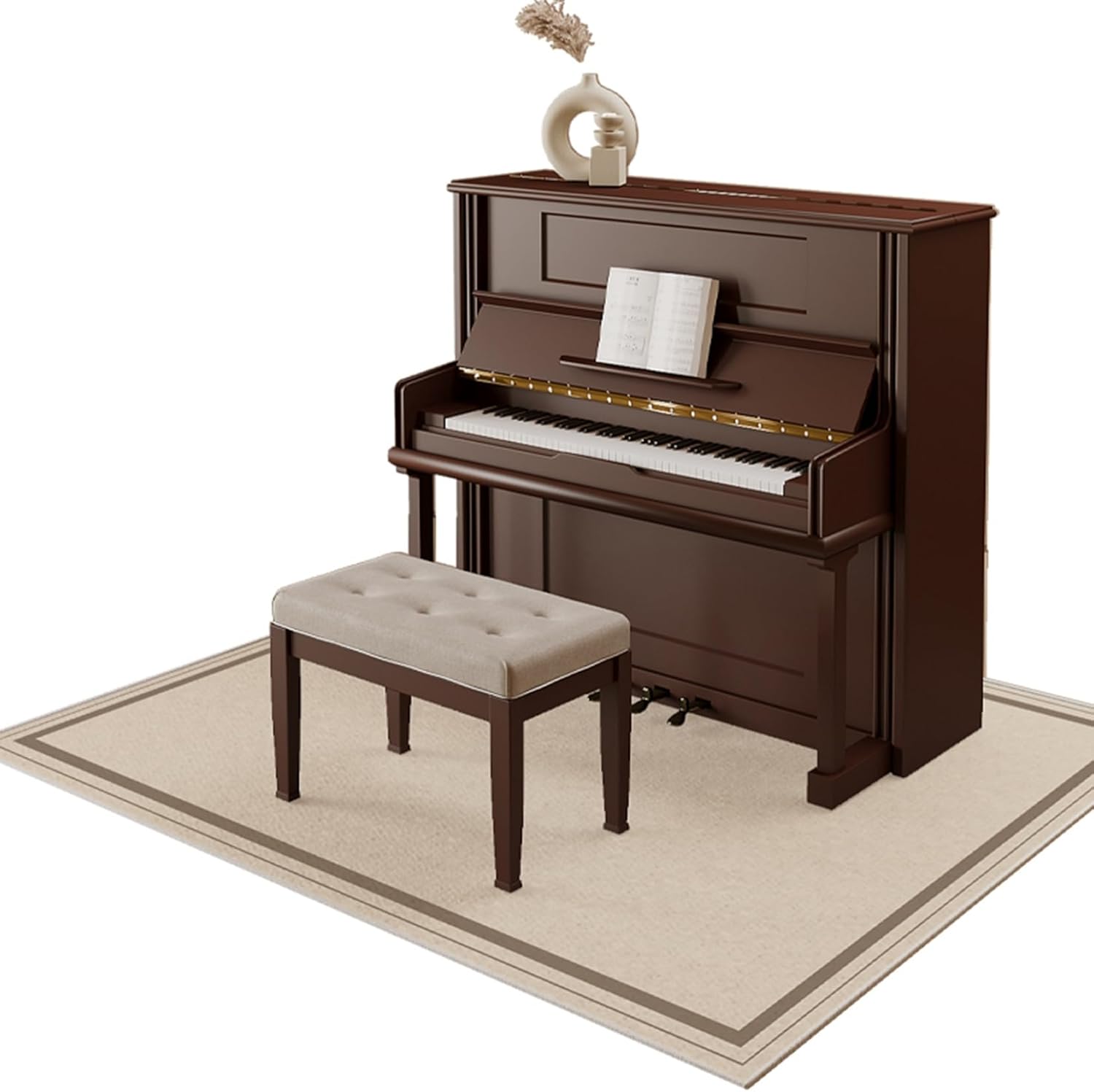 【20%OFFクーポン】ピアノ用マット 長方形 格子柄 無地 チェック柄 スクエア ラグ 厚さ8mm 電子ピアノ ..