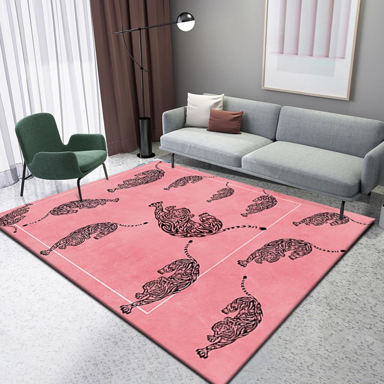 【20%OFFクーポン】豹柄ラグ チェアマット ヒョウ デスクマット ゲーミングチェア 玄関マット 動物系 ..