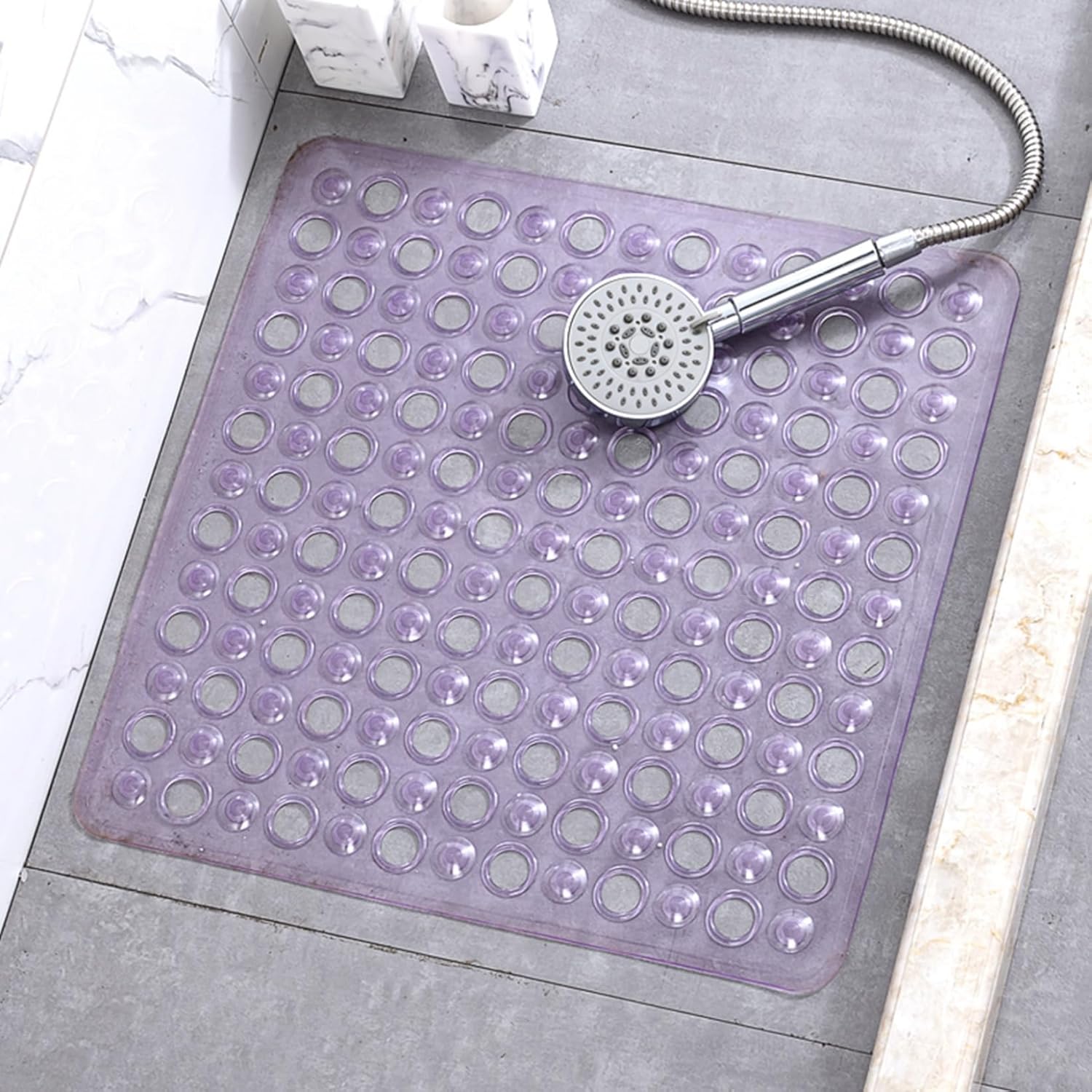 【20%OFFクーポン】お風呂マット ラグ 洗えるラグ PVC 透かし彫り防水フロアマット 無地 バス用品 足マ..