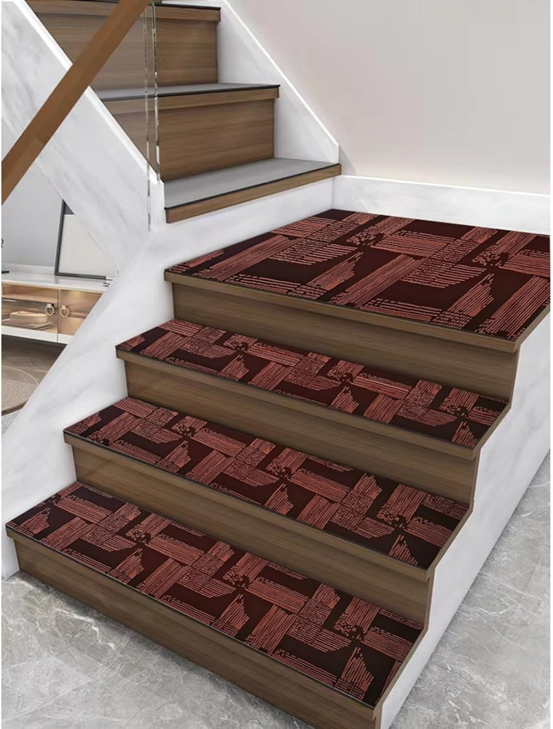【20%OFFクーポン】階段マット 花柄 ホテル用 24*120CM 防音 滑り止め 階段マット 洗える 吸着式 階段 ..
