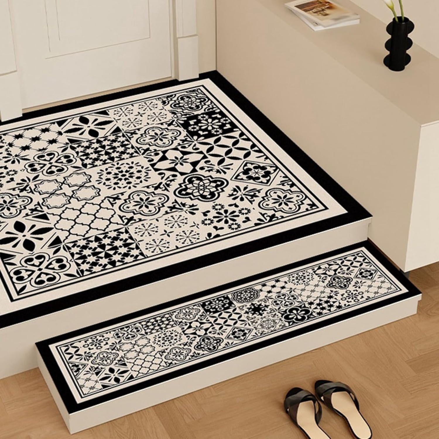 【20%OFFクーポン】階段マット 階段 防音 滑り止め 階段マット 洗える 吸着式 アンティーク 花柄 洗える 階段 吸着マット階段敷き ズレない 床保護 転倒防止 キズ防止 猫犬階段滑り止めマット 子供や床暖房対応