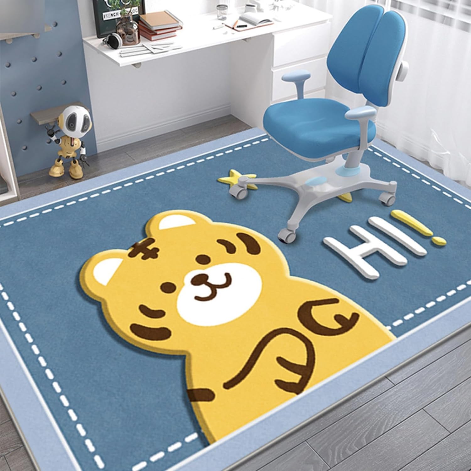 【20%OFFクーポン】チェアマット うさぎ トラ ゲーミングチェアマット デスク 動物柄 短い毛足 子供部..