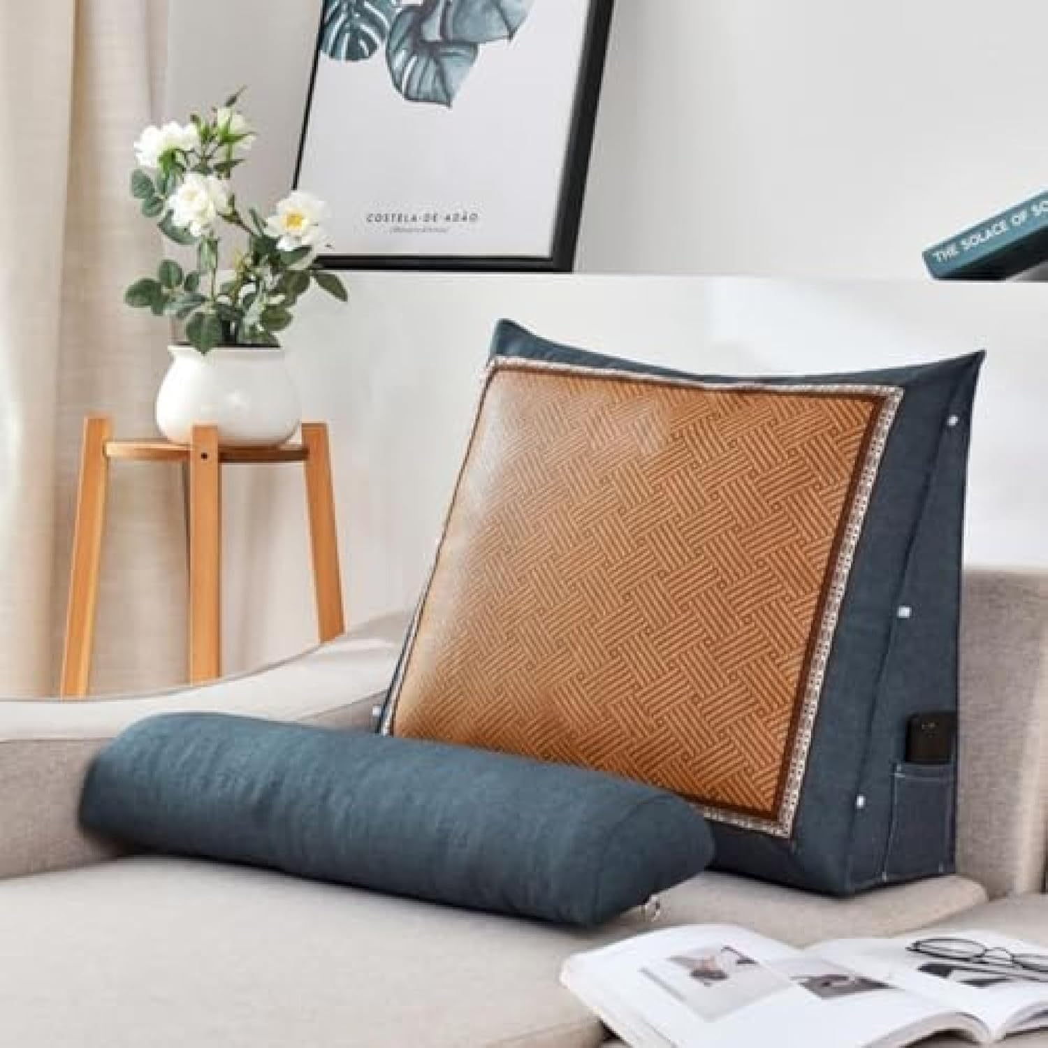 【20%OFFクーポン】ベッド 背もたれクッション 三角枕 三角クッション ソファー ベッド 腰当て 背当て ..