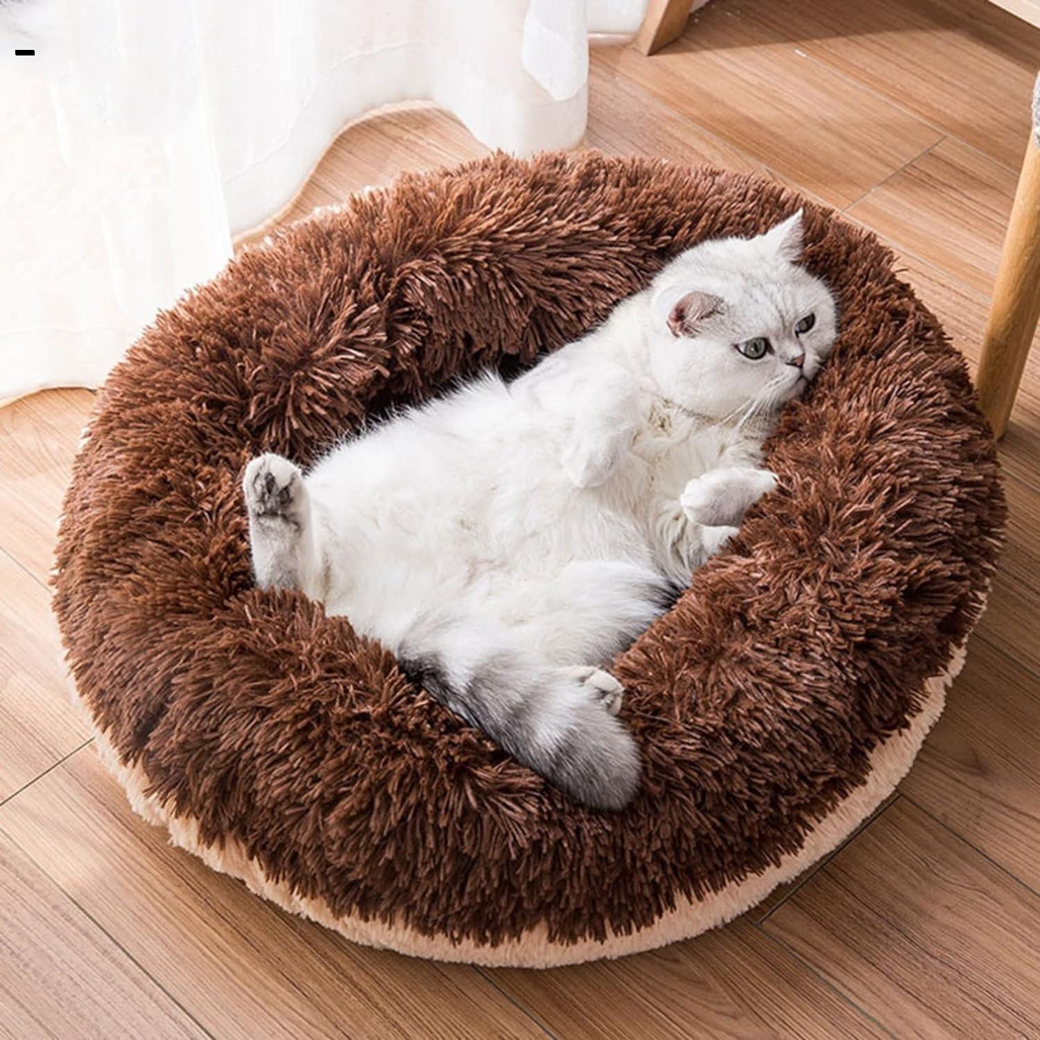 【20%OFFクーポン～】犬 ベッド 冬 猫 べッド 中綿増量 丸型 ペットベッド 秋冬 洗える 保温防寒 ふわふわ もこもこ 猫グッズ 犬グッズ 通年適用 ドーナツ 犬 クッション 耐噛み 滑り止め ペットクッション ペットソファ かわいい 猫 犬 小動物用 ペット用品 M（8KG内）