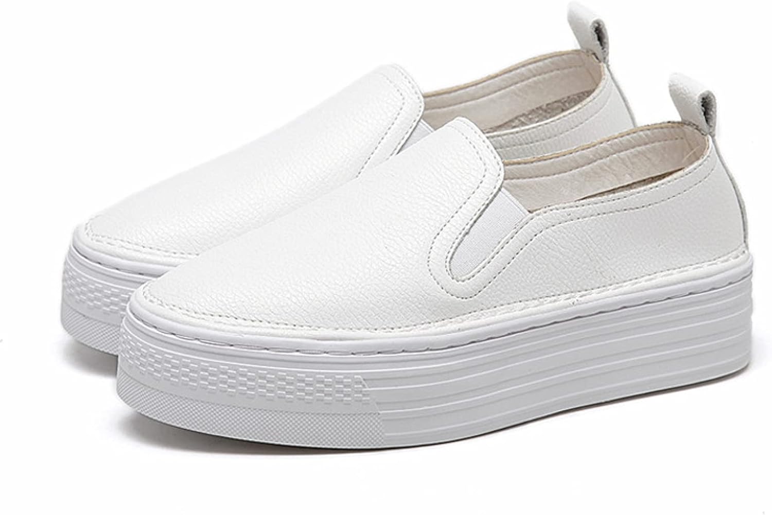 【20%OFFクーポン〜】レディース 厚底 スリッポン 本革 豚革 レザー スニーカー カジュアル 4cm ぺたんこ フラットシューズ 白 ホワイト ローカット プラットフォーム 歩きやすい 滑り止め 通学 通勤 厚底靴 シン