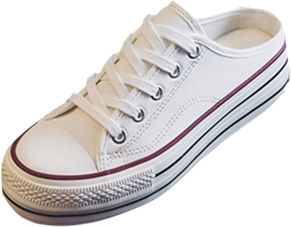 【20%OFFクーポン〜】レディース スニーカー かかとなし シューズ スリッポン キャンバス レースアップスニーカー 靴 軽量 カジュアル 履きやすい スリッパ風 滑り止め ディリー 厚底スニーカー 疲れない ウォーキングシ