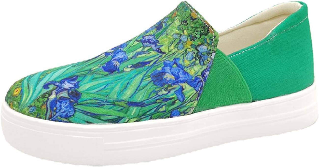 【20%OFFクーポン〜】花柄 厚底シューズ レディース スリッポン デッキシューズ 通気 キャンバス 夏シューズ 大きいサイズ 滑り止め お洒落 厚底スニーカー 歩きやすい コンフォート 厚底スリッポン 学生 通勤 通学 ぺ