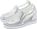 【20%OFFクーポン~】スリッポン レディース シューズ 厚底 インヒール シークレット 靴 シューズ メッシュ スニーカー 軽量 女性 カジュアル キラキラ おしゃれ かわいい クッション 白 ホワイト シルバー 身長アッ