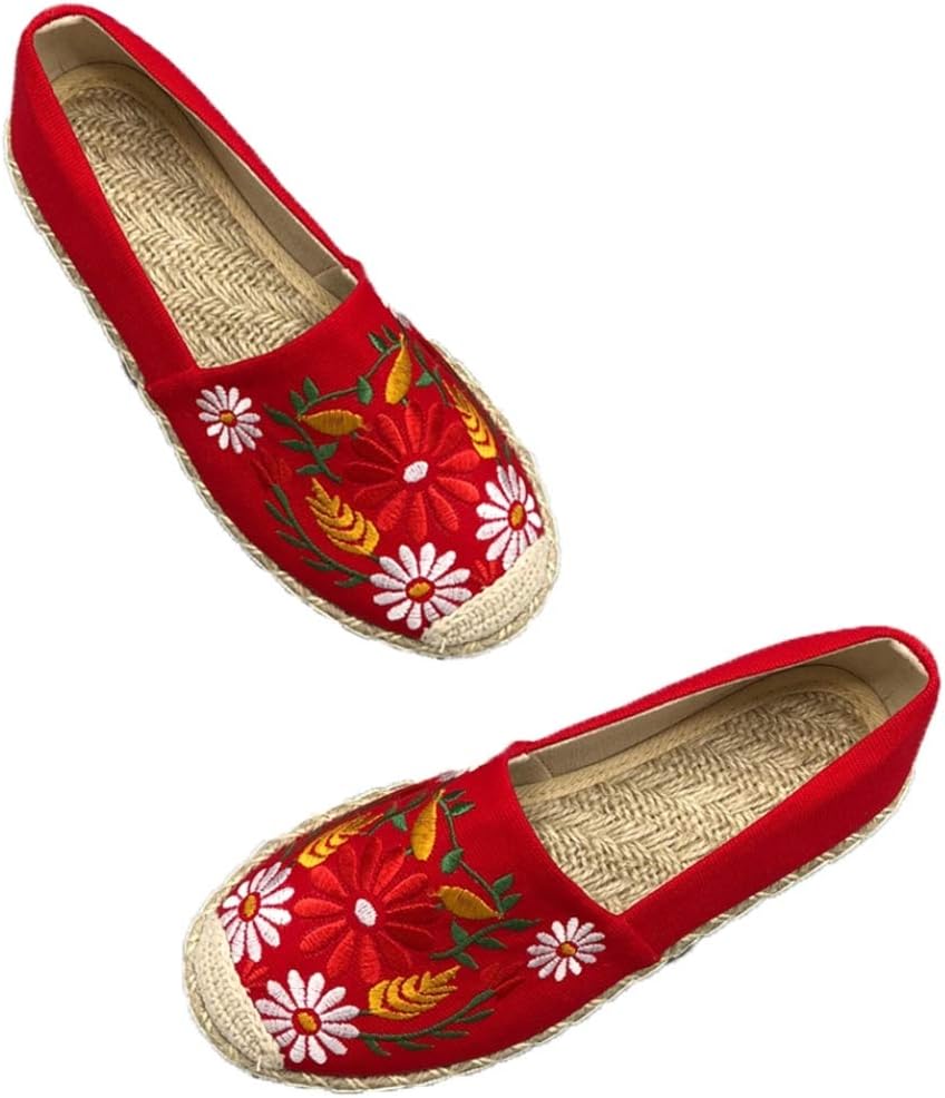 【20%OFFクーポン】レディース ローファー?スリッポン エスパドリーユ フラッツ シューズ 花柄 刺繍 キ..