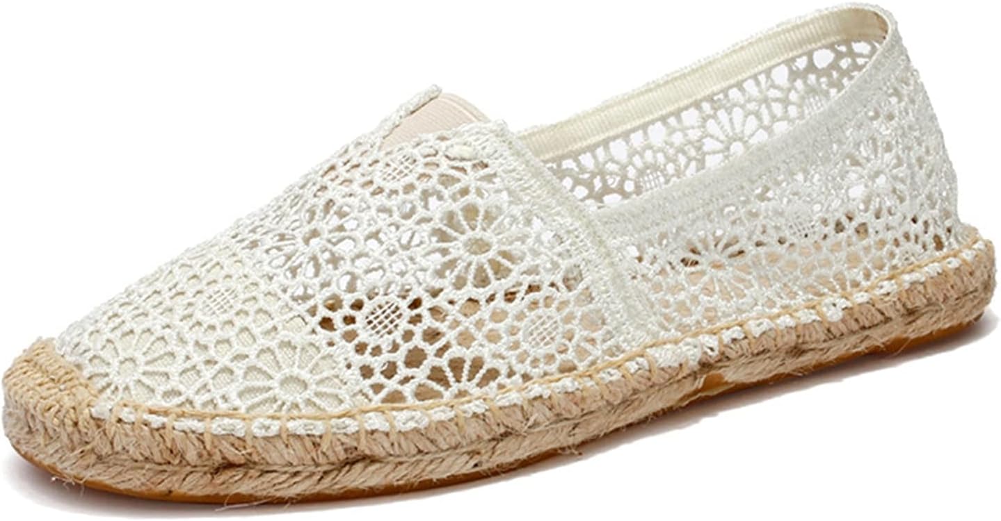 【20%OFFクーポン〜】エスパドリーユシューズ 麻紐 女性 レディース 通気性 メッシュ加工 透け感 快適 ニット 履き心地 スニーカー カジュアル スリッポン 軽量 大人可愛い ジュート レース 全5色 旅行 レジャー 海