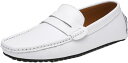 【20%OFFクーポン】本革 モカシン ローファー 24-29.5cm ホワイト メンズ ドライビングシューズ スリッポン レザー 大きめ 無地 ウォーキング カジュアル 紳士靴 春夏秋 シンプル クッション 運転 フォーマ