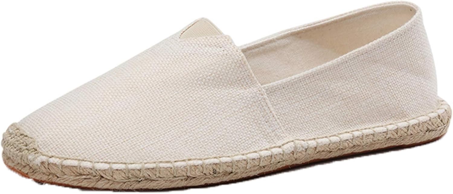【20%OFFクーポン】男女兼用 エスパドリーユシューズ 無地 亜麻 スリッポン リネン 大きいサイズ デッキシューズ 通気 蒸れない 防滑 履き心地いい コンフォート ウォーキング 夏用 スニーカー かかと踏める メンズ