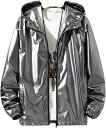 【20%OFFクーポン】ジャケット メンズ ウインドブレーカー レディース 反射 光沢 上着 薄手 ジャンパー アウトドア ナイロンジャケット メンズ ブルゾン ジップアップ パーカー フード付き カジュアル 大きいサイズ