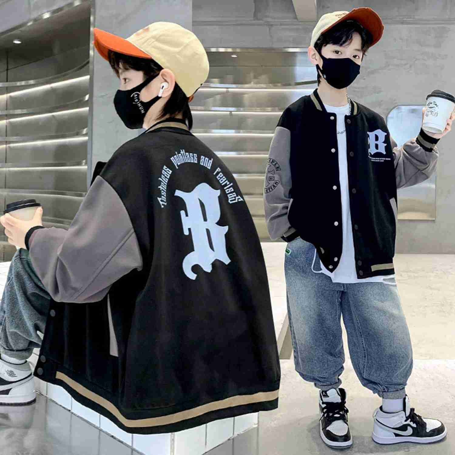 【20%OFFクーポン】スタジャン キッズ 子供ジャケット 防風アウター 春秋冬 防風 防寒 長袖 ボーイズ秋服 ゆったり ブルゾンコート 可愛い ファッション かっこいい カジュアル スポーツ 旅行 お出かけ ヒップホップ