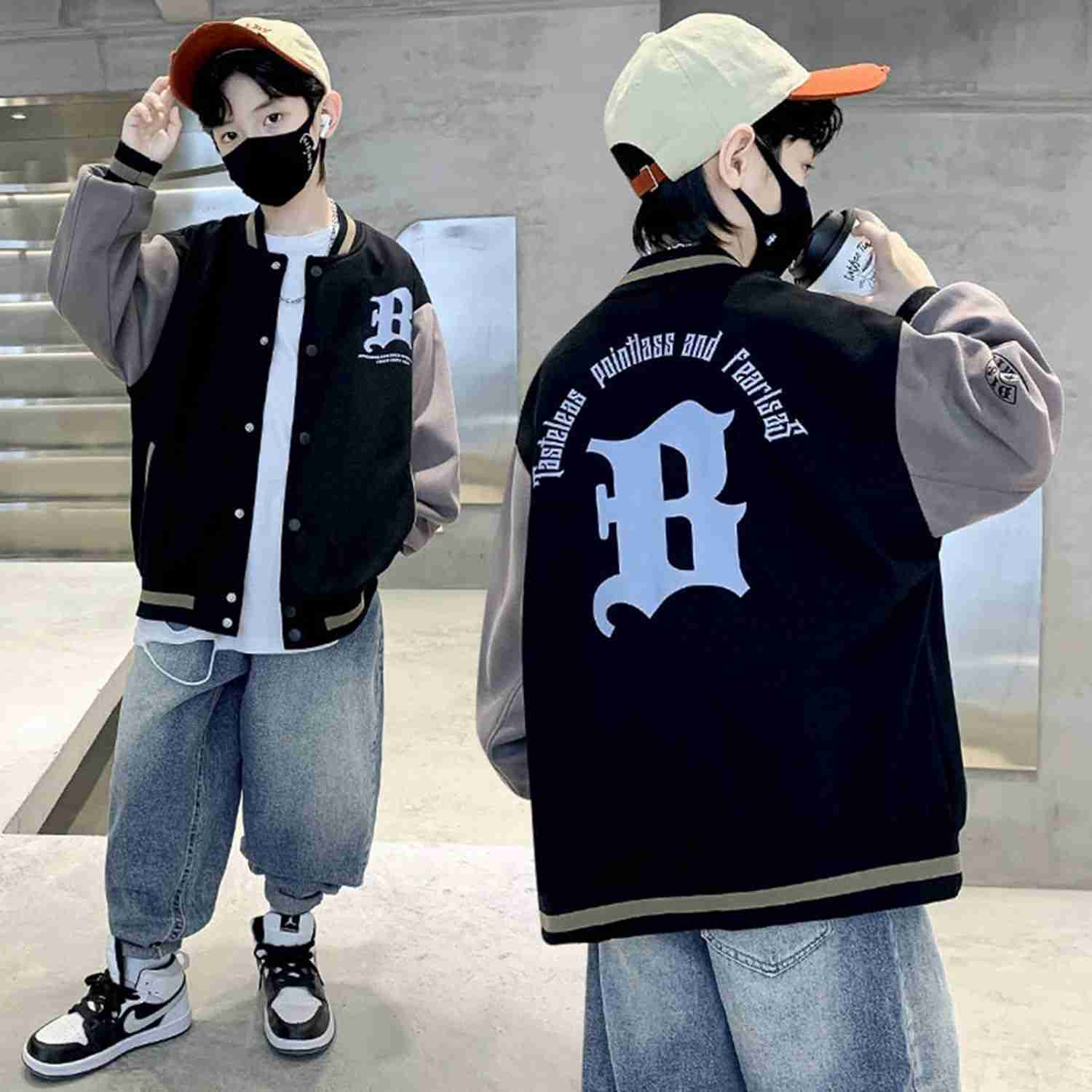 【20%OFFクーポン】スタジャン キッズ 子供ジャケット 防風アウター 春秋冬 防風 防寒 長袖 ボーイズ秋服 ゆったり ブルゾンコート 可愛い ファッション かっこいい カジュアル スポーツ 旅行 お出かけ ヒップホップ