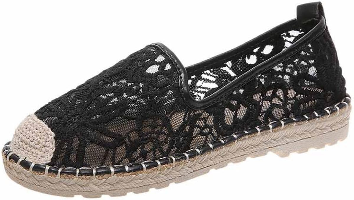 【20%OFFクーポン】エスパドリーユ レディース レース 花柄 スリッポン シースルー オシャレ 歩きやすい 通気性 カジュアル フラットシューズ サンダル 透け感 夏 軽量 滑り止め ローファー 紐なし 履きやすい 可愛