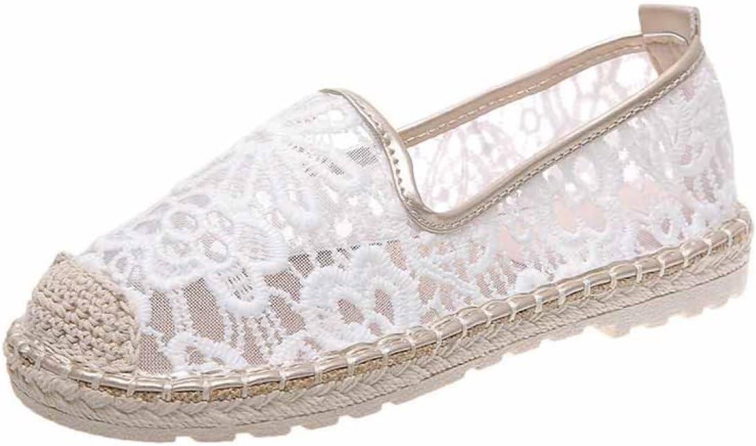 【20%OFFクーポン】エスパドリーユ レディース レース 花柄 スリッポン シースルー オシャレ 歩きやすい 通気性 カジュアル フラットシューズ サンダル 透け感 夏 軽量 滑り止め ローファー 紐なし 履きやすい 可愛