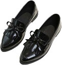 【20%OFFクーポン】エナメル ローファー レディース パンプス タッセル リボン 厚底 ローヒール スリッポン 歩きやすい 黒 赤 大きいサイズ ポインテッ...