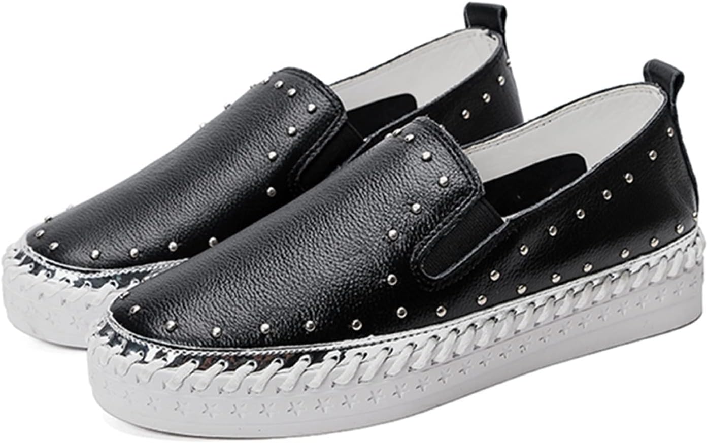 【20%OFFクーポン】厚底 スリッポン レディース スニーカー ローファー 本革 黒 白 歩きやすい 柔らかい 幅広ラウンドトゥ フラットシューズ ぺたんこ カジュアル 日常 通学 旅行 軽量 通気 ローカット 大きいサイ