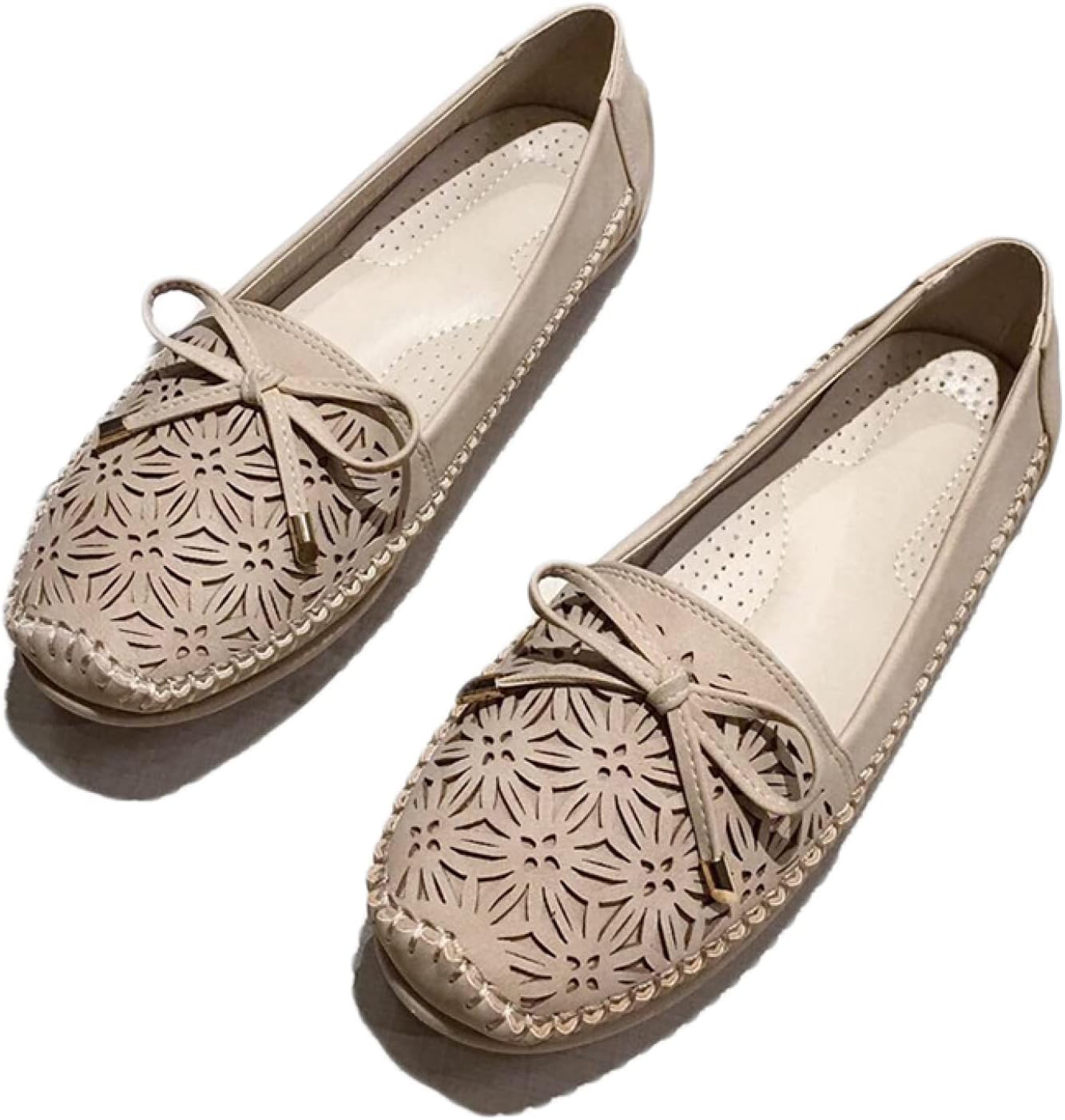 【20%OFFクーポン】レディース ラウンドトゥ モカシン リボン ローファー モカシンシューズ デッキシュ..