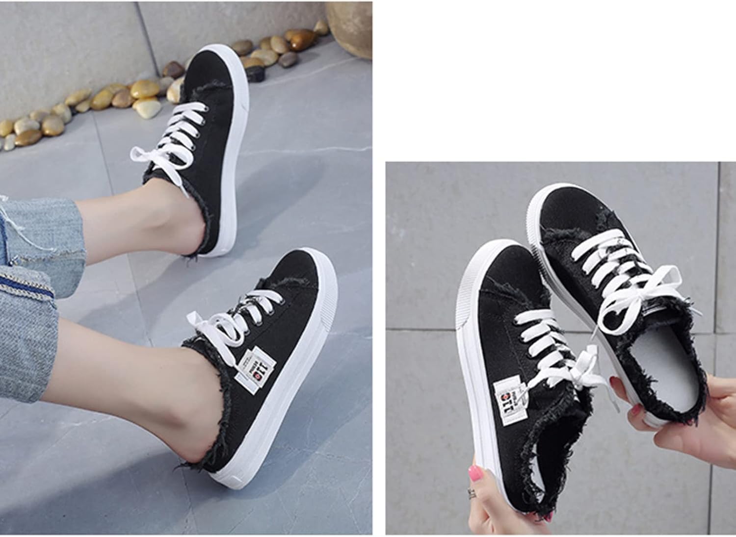 【20%OFFクーポン〜】スニーカー かかとなし レディース サンダル スリッポン シューズ キャンバス 軽量 通気 フラットシューズ 歩きやすい 疲れにくい レースアップ 紐 ぺたんこ 走れる 滑り止め 履きやすい 脱げない