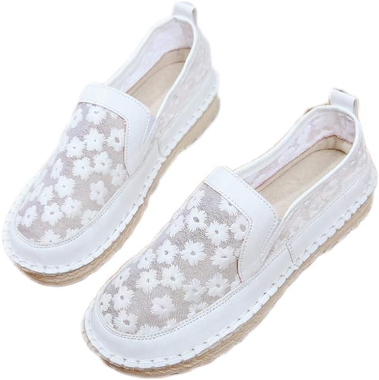 【20%OFFクーポン～】スニーカー メッシュ レディース 通気性 夏 靴 花柄レース シューズ スリッポン フラット カジュアル サボサンダル 軽量 歩きやすい 滑り止め かわいい きれいめ メッシュ ナース スリッポンレデ
