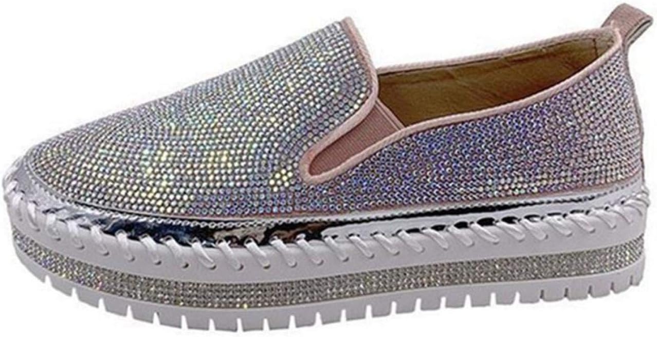 【20%OFFクーポン】フラットシューズ ペタンコ 可愛い レディース スリッポン ラインストーン オシャレ かわいい カジュアルシューズ 無地 履きやすい 女の子 大人 靴 厚底靴 キラキラ ローカット ローファー 紐なし