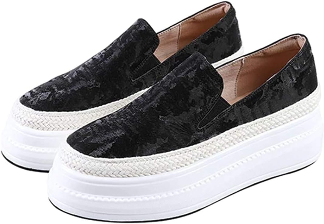 【20%OFFクーポン〜】スリッポン 23.0cm 厚底スニーカー レディース スニーカー 黒 ブラック 白 幅広 厚底 スリッポン 靴 厚底スリッポン 大きい...