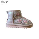 【20%OFFクーポン】子供靴 キッズブーツ スノーシューズ キッズシューズ ベビー 女の子 裏起毛 クマ柄 スパンコール キラキラ 可愛い おしゃれ 軽量 防...