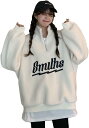 【20%OFFクーポン~】パーカー レディース トップス スウェット ハーフジッパー ボア 春秋冬服 長袖 女の子 女性 プルオーバー 英文字 韓国風 ビッグシルエット アウター かわいい ゆったり おしゃれ 上着 中高校生(