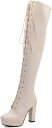 【20%OFFクーポン〜】編み上げ ニーハイ ロングブーツ ハイヒール11cm レディースシューズ 雨靴 レースアップ ストレッチ 秋靴 大きいサイズ ファッション 騎士ブーツ カジュアル セクシー 防水 冬靴 レインシ