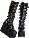 【20%OFFクーポン〜】超厚底12cm ロングブーツ ギャル系 原宿風 編み上げ バックジップ ジョッキー 大きいサイズ レディース 身長アップ パンク ゴシック プラットフォーム B系 欧米風 仮装 派手