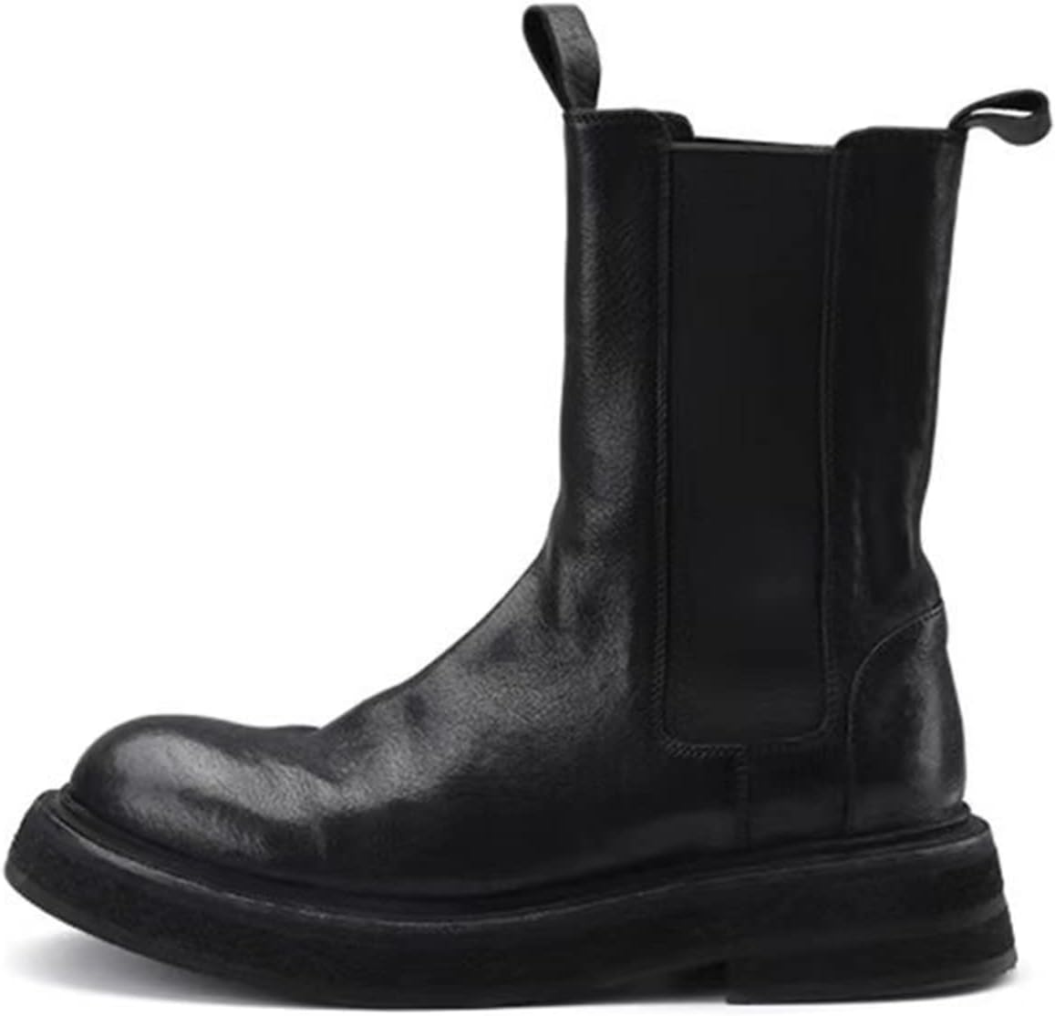 【20%OFFクーポン〜】レザー 本革 革靴 厚底ブーツ チェルシーブーツ レディース用 ショート ミドルブ..