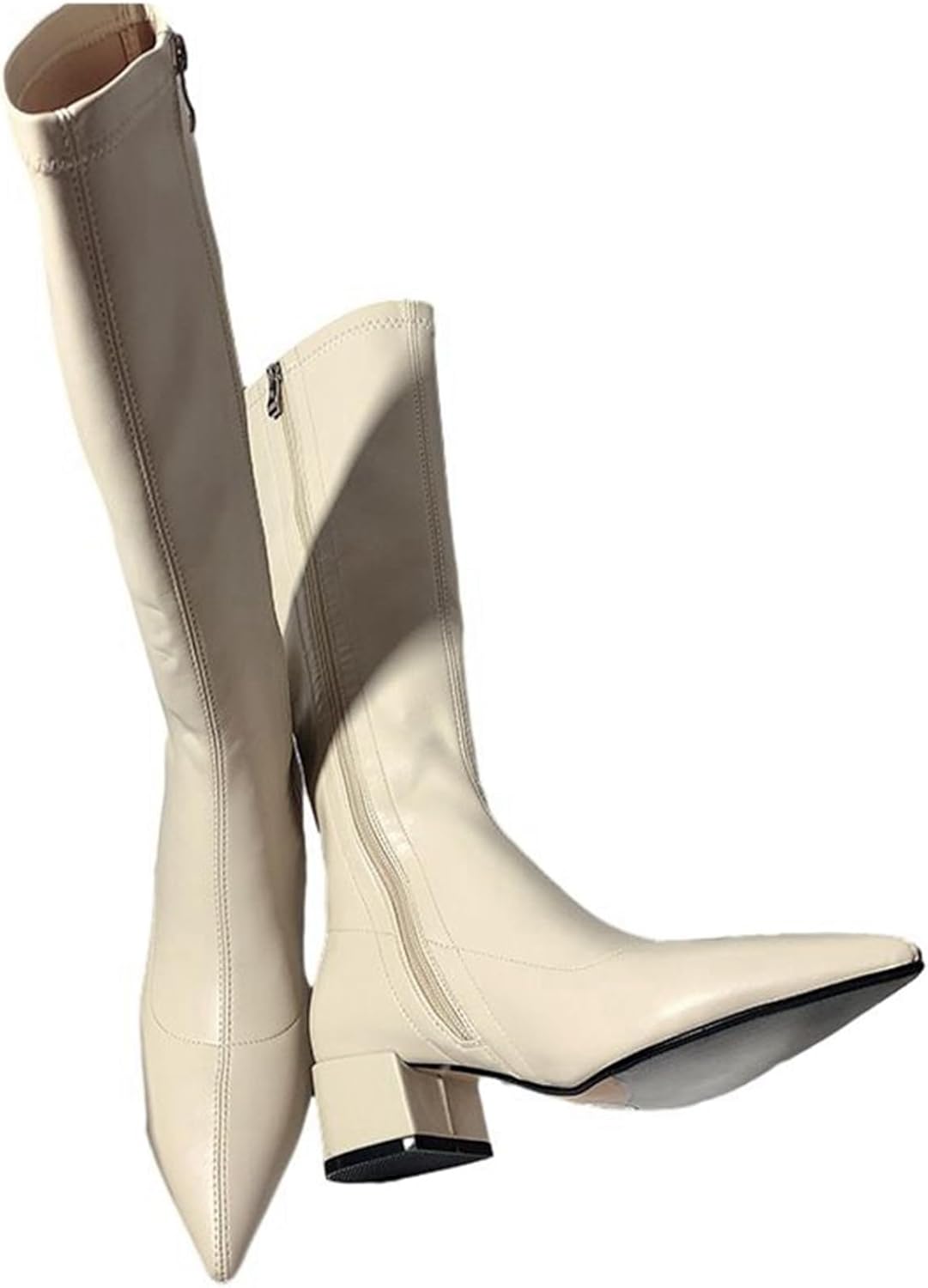 【20%OFFクーポン〜】ロングブーツ 膝下 ミドル丈 ジョッキーブーツ レディース ポインテッドトゥ サイドジップ シンプル 美脚 脚長 疲れない 柔らかい 定番 クラシック 春秋冬 防滑 大きめ ゆったり