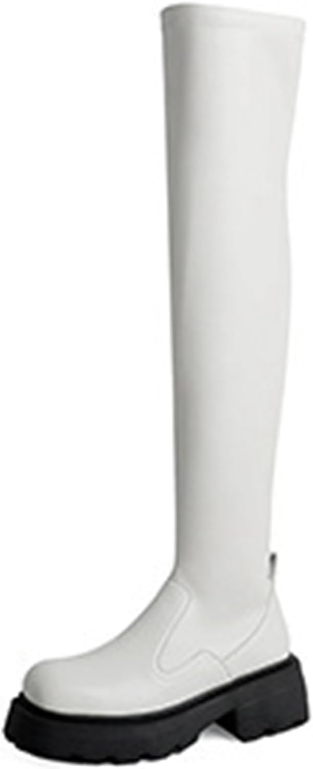 【20%OFFクーポン〜】ニーハイブーツ ロングブーツ レディース 膝上 高筒 厚底 ソックスブーツ 合皮 足..