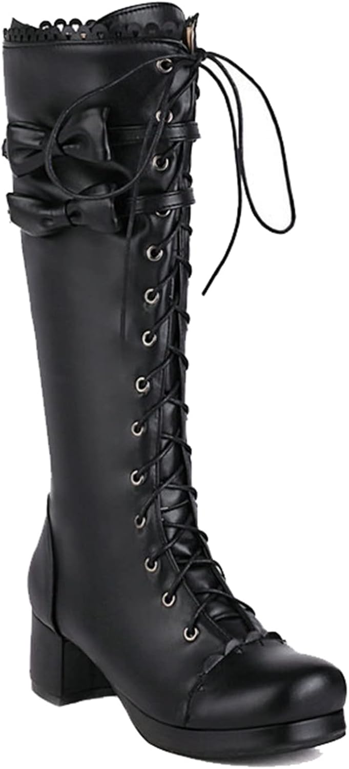 【20%OFFクーポン〜】編み上げ ジョッキーブーツ レディース ロング丈 歩きやすい スリム 大きめ 防滑 大人コーデ 履きやすい 痛くない 秋冬 コンフォート ファッション 就活 オフィス 学生 プレゼント 高筒ブーツ ス
