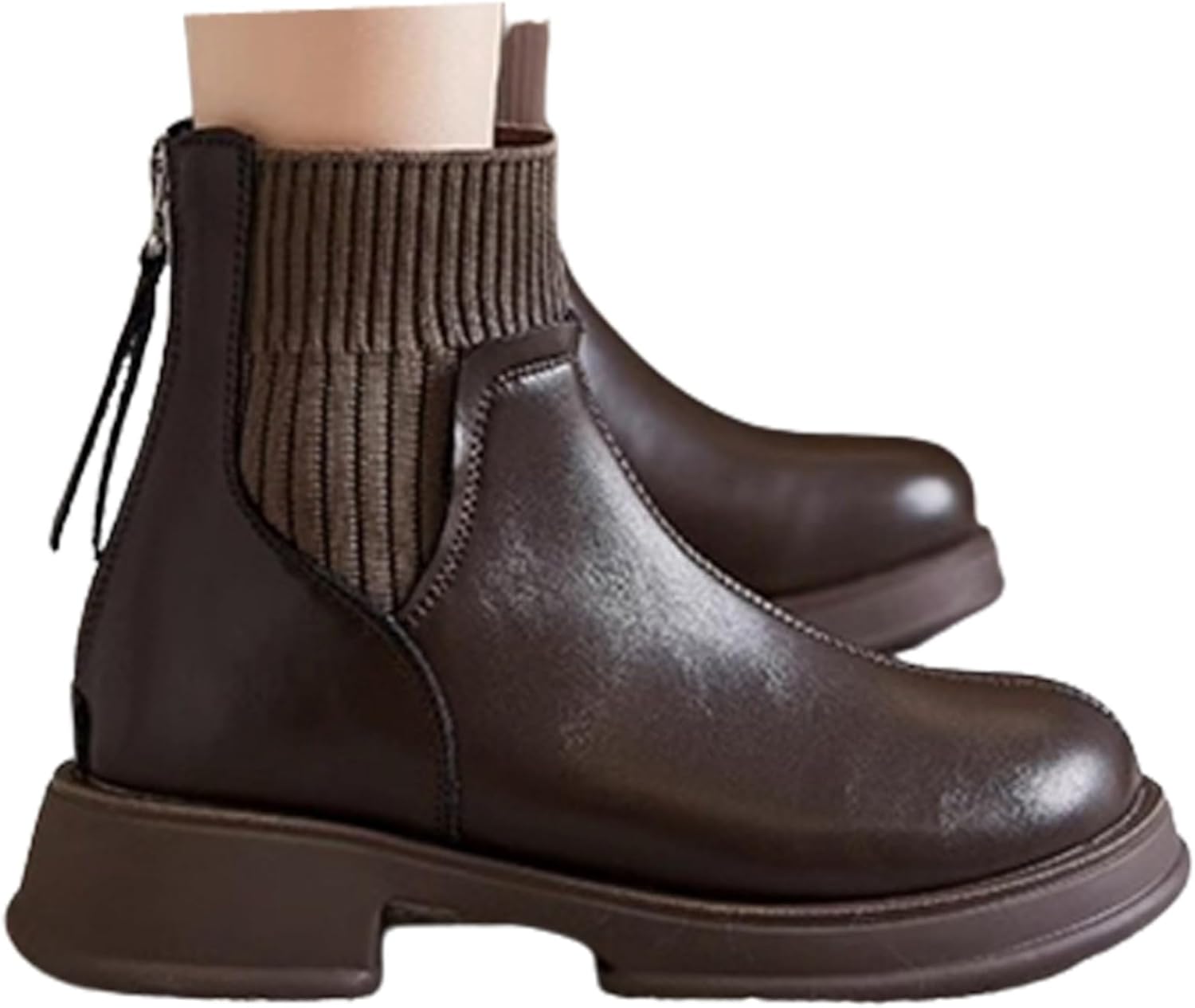 【20%OFFクーポン〜】秋 冬 ショートブーツ 本革 レザー サイドゴア カジュアルブーツ レディース ミドルヒール ファスナー スクエアヒール ラウンドトゥ 厚底 短靴 可愛い 簡約 柔らかい 走れる 軽量 折りたたみ