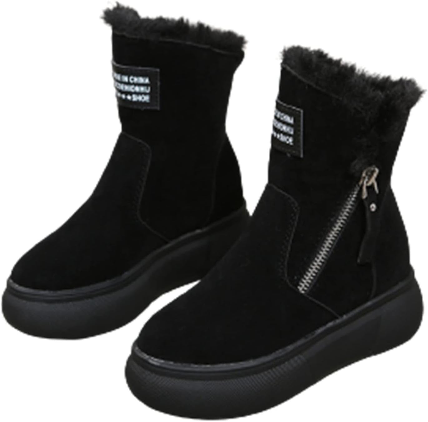 【20%OFFクーポン〜】スノーブーツ サイドジップ フェイクスエード 厚底 6cmアップ 冬 雪靴 レディース シークレット ウィンターブーツ Winter Snow Boot 履きやすい 防寒ブーツ 断熱 保温 柔らかい