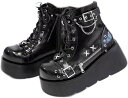 【20%OFFクーポン〜】厚底ブーツ パンク レディース バックル ハーフブーツ ロック ショートブーツ サブカル系 軽量 ブーティ 大きいサイズ スチームパン...