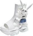 【20%OFFクーポン〜】サンダルブーツ 厚底 ウサギ飾り レディース 5cmヒール サマーブーツ かわいい オープントゥ 牛革 ゴムソール バックジッパー 夏...