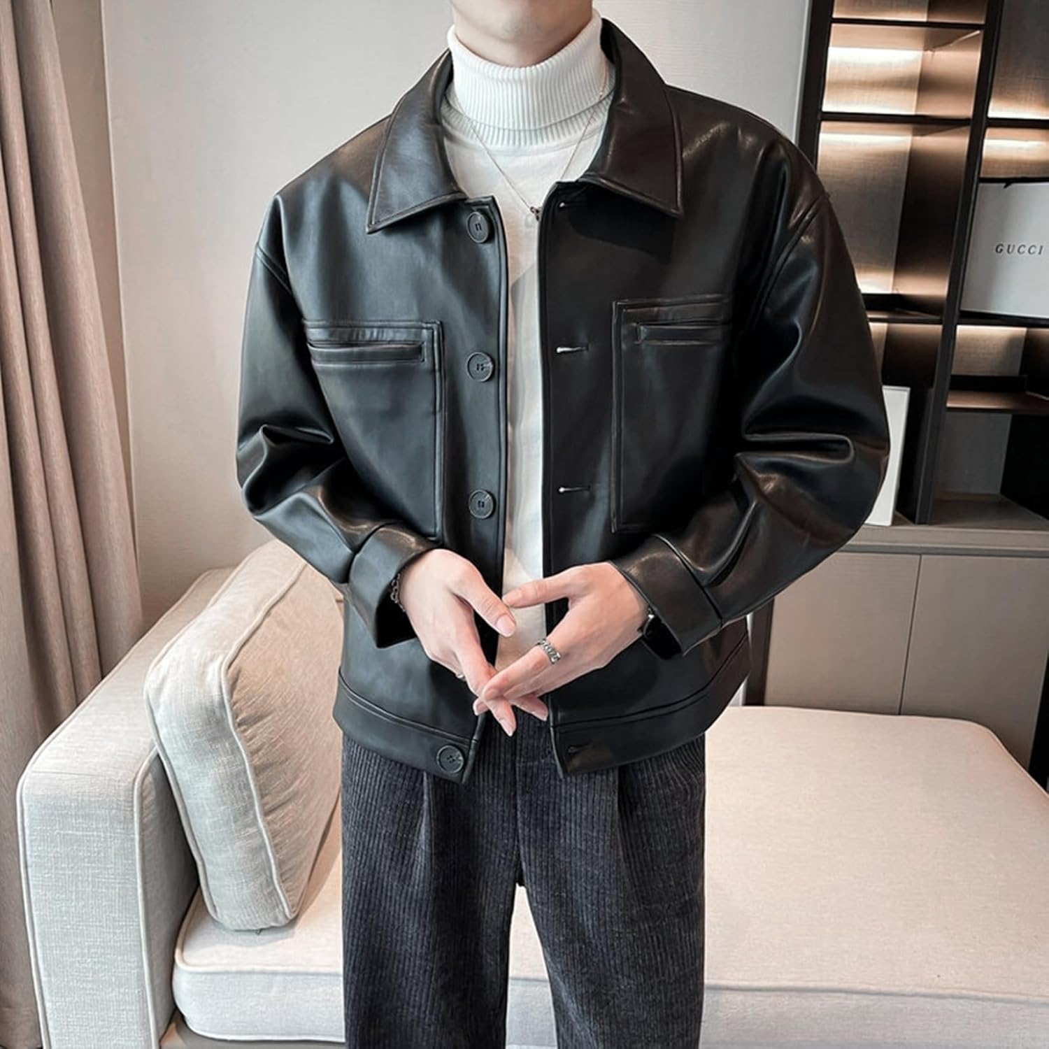 【20%OFFクーポン〜】メンズ PUレザージャケット ライダースジャケット 革ジャン ブルゾン ウインドブレーカー カッコイイ ショート丈 アウター 春秋 ジャンパー カジュアル ストリート 男性用 トップス おしゃれ