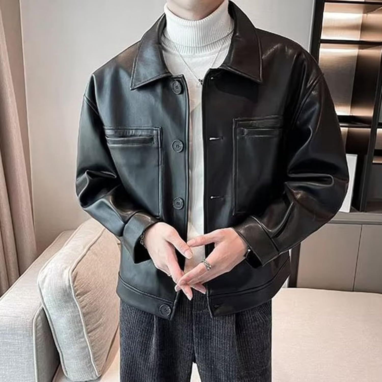 【20%OFFクーポン〜】メンズ PUレザージャケット ライダースジャケット 革ジャン ブルゾン ウインドブレーカー カッコイイ ショート丈 アウター 春秋 ジャンパー カジュアル ストリート 男性用 トップス おしゃれ