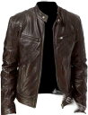 【20%OFFクーポン〜】ライダースジャケット メンズ レザージャケット PU皮ジャン 立ちネック バイクジャケット 長袖 細身 男性 コート 防寒防風 シンプ...