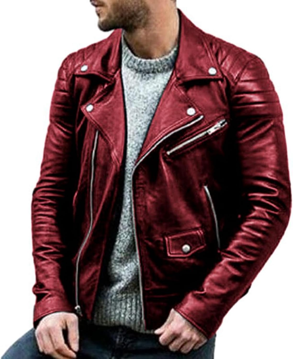 【20%OFFクーポン〜】ライダースジャケット メンズ PUレザー 革ジャケット皮ジャン タイツ 大きいサイ..