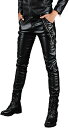 【20%OFFクーポン〜】メンズ レザーパンツ ロングパンツ スキニー 細見 スリム ライダースパンツ サイド編み上げ 革パンツ ファッション pu 厚手 かっ...