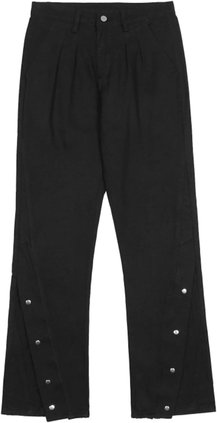 【20%OFFクーポン〜】デニムパンツ メンズ シューカット 裾ボタン ブーツカット ハイストリート 裾ジッ..