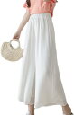 【20%OFFクーポン〜】ワイドパンツ レディース ボトムス ズボン スカンツ フレアパンツ 膝下 ひざ下 ロング マキシ ウエストゴム ゆったり シフォン フ...
