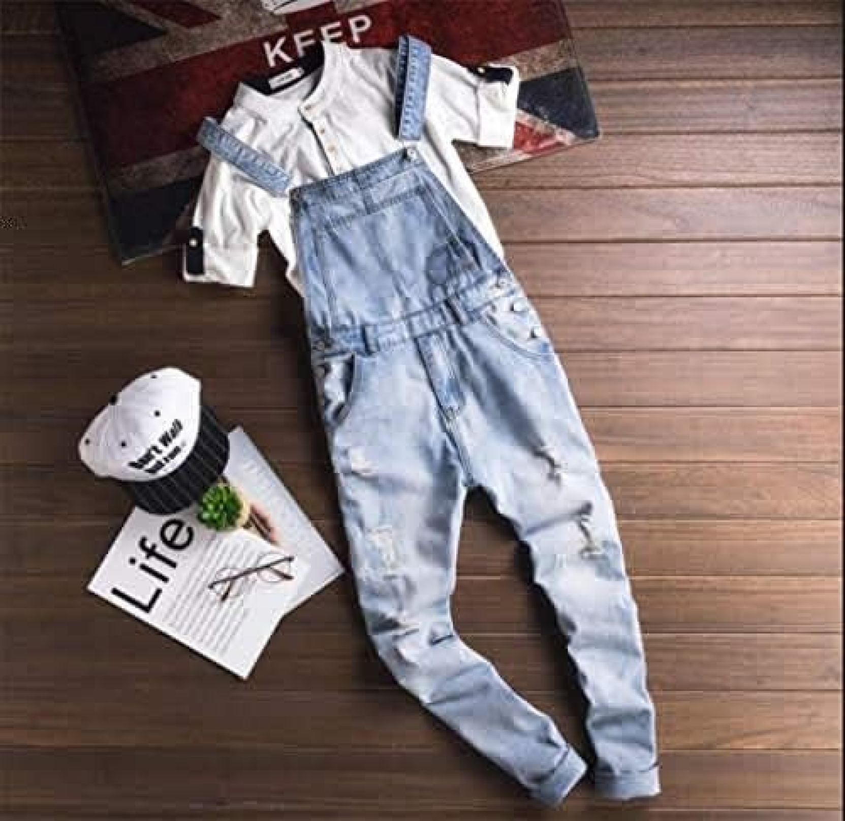 【20%OFFクーポン〜】オーバーオール デニム メンズ ジーンズ オールインワン スリム ダメージ スキニーパンツ 大きいサイズ オシャレ サロペット パンツ カジュアル ジーパン 細身